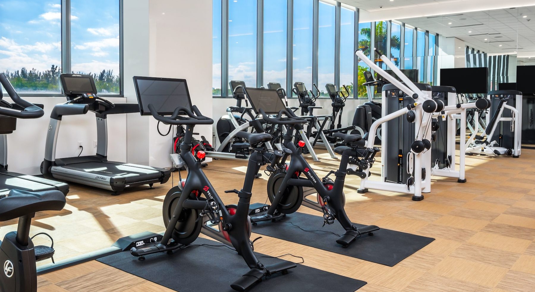 a gym with exercise equipment