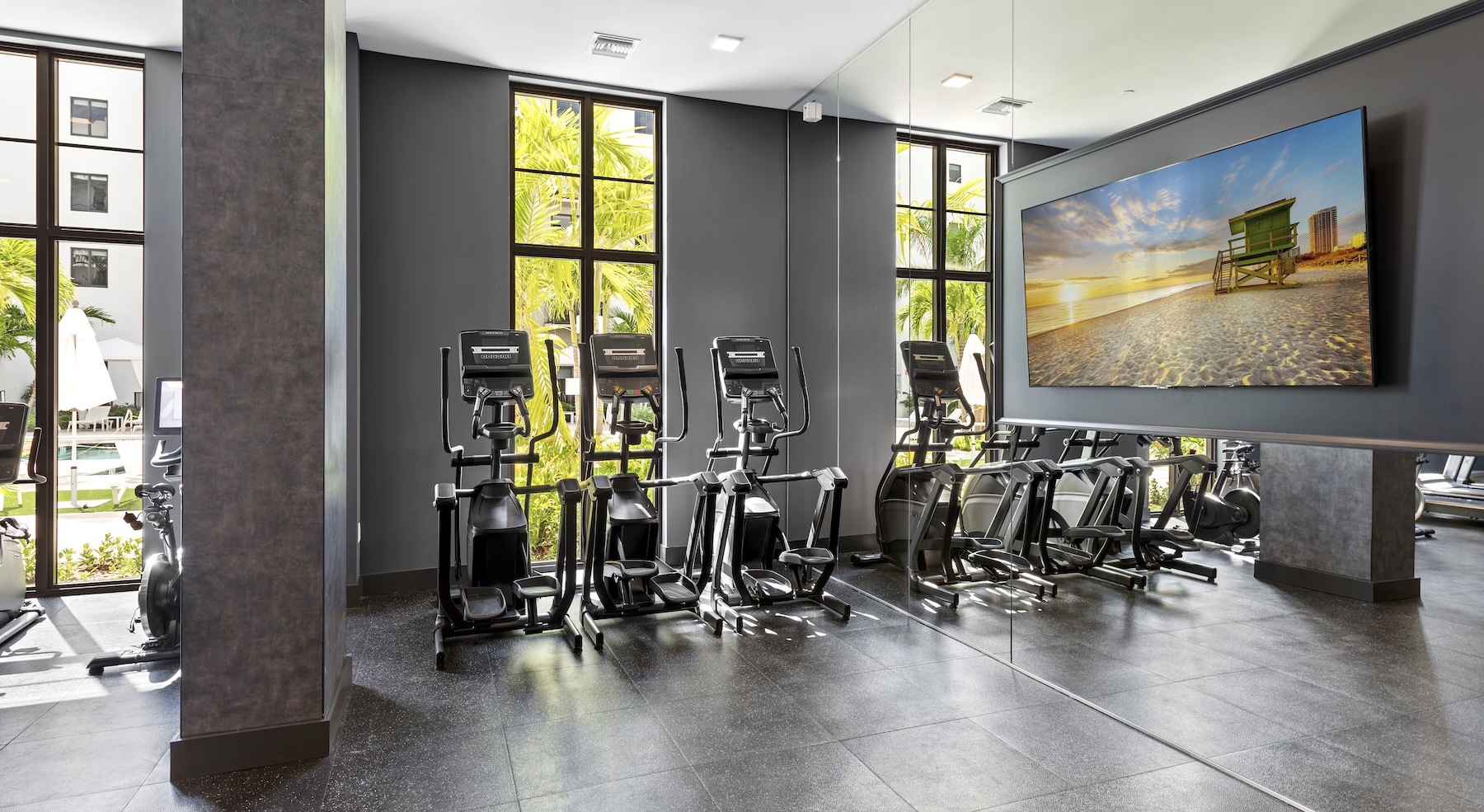 fitness center with ample machines