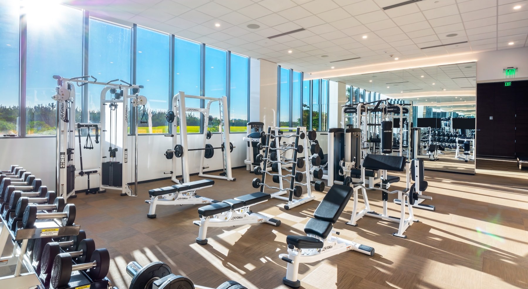 a gym with exercise equipment