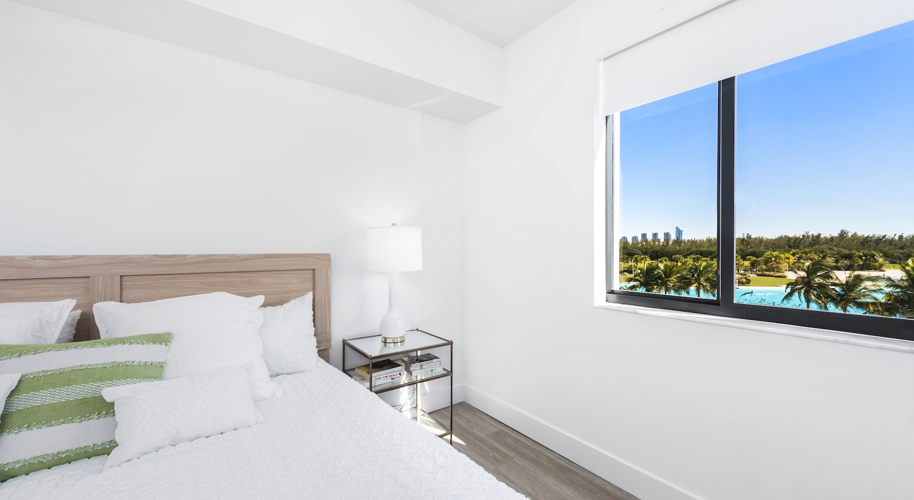 bedroom with a bed and large window