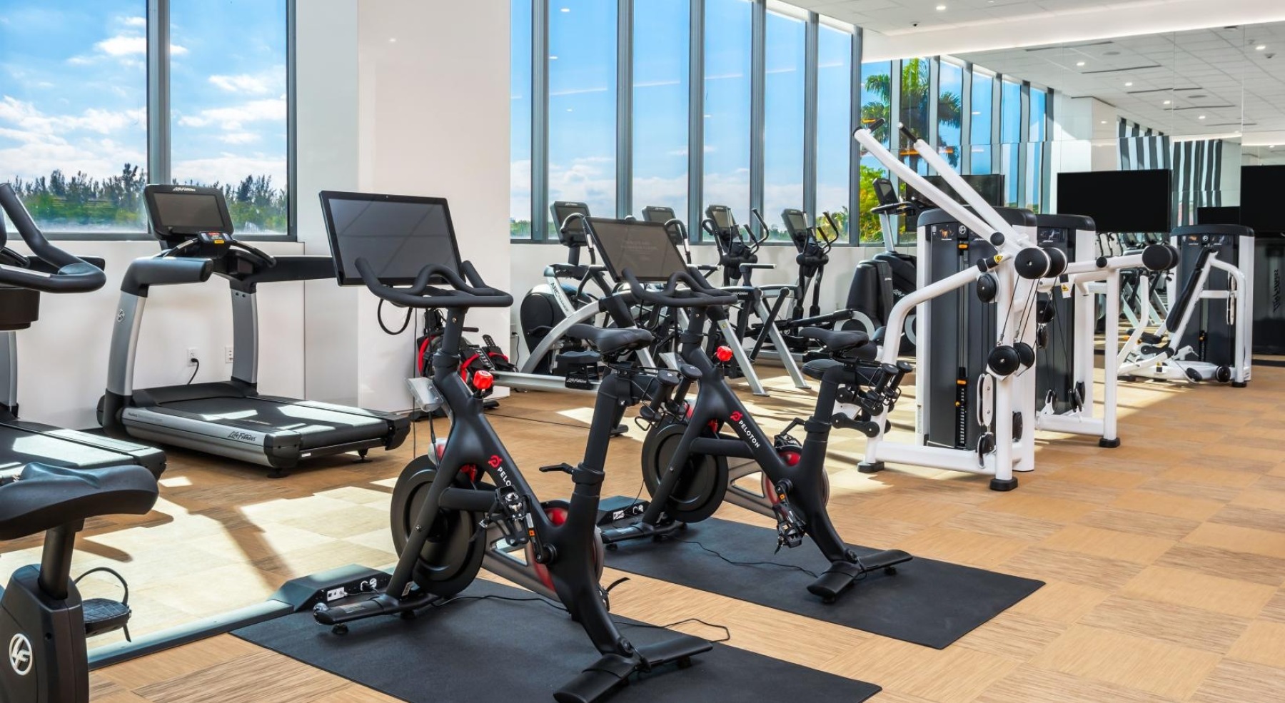 a gym with exercise equipment